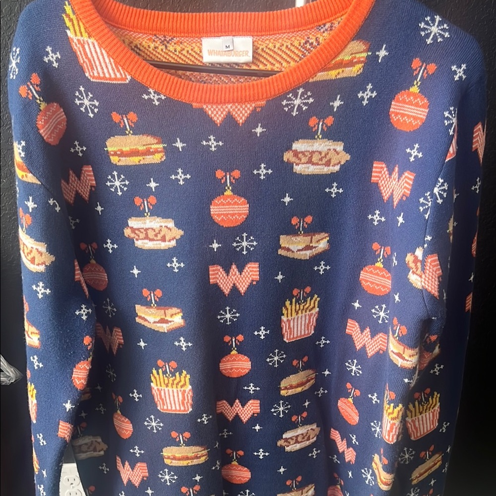 Whataburger Women's Navy Novelty Holiday Sweater - Orange Accent